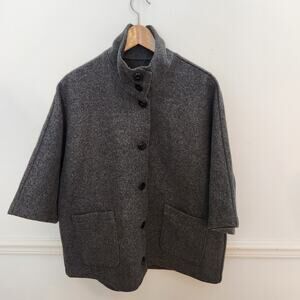Schott Jacket Size Small Medium Womens Pea Coat Wool Blend Cloak Gray Career